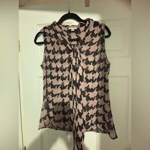 Tahari Black and Pink Patterned Tank Top
